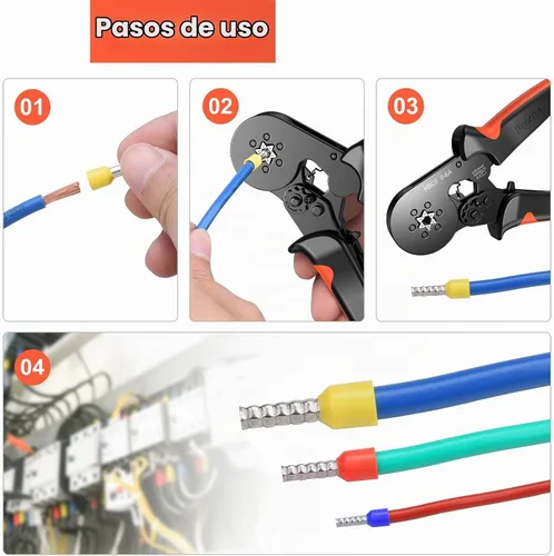 Vista 5 de Preciva - Herramienta de prensado de virola hexagonal, dientes de sierra autoajustables, para terminales de alambre de trinquete para virola
