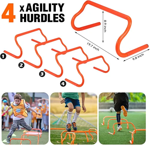 Vista 5 de Equipo de entrenamiento de fútbol, equipo de entrenamiento de agilidad de velocidad para niños, jóvenes y adultos, escalera de agilidad de 20 pies