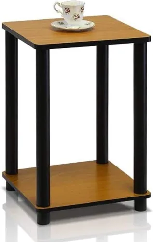 Vista 5 de Furinno Estantería básica de almacenamiento de 3 niveles, color cereza claro y mesa auxiliar Turn-N-Tubo, 1 paquete, cereza claro/negro
