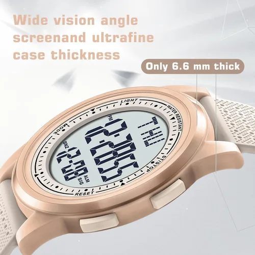 Vista 5 de NN BEN NEVIS Reloj digital para hombre, reloj digital con cronómetro, cuenta regresiva, alarma, doble hora, calendario, ultra fino, minimalista