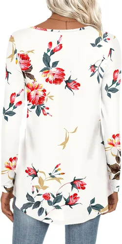 Vista 3 de CATHY Blusa de manga larga para mujer, ajuste holgado, casual, con volantes, para leggings
