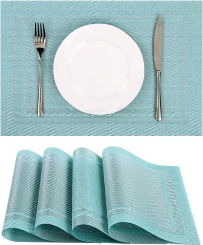Vista 13 de SHACOS - Caminos de mesa de vinilo tejido, lavables, para uso en interiores o exteriores, fáciles de limpiar