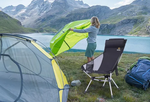 Vista 5 de Nice C - Silla de campamento ultraligera y compacta con respaldo alto (1 negro) Silla de senderismo plegable, silla plegable, silla de festival