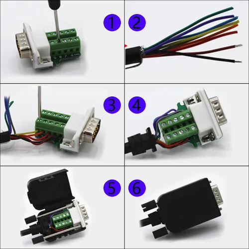 Vista 7 de DB9 Breakout Connector, macho hembra 9 pines RS232 conectores, sin soldadura D-SUB RS485 Serial Adaptador Placa del módulo con terminales