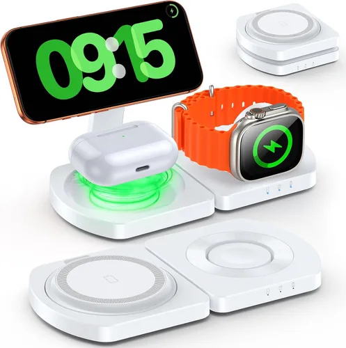 Vista 9 de Cargador inalámbrico para iPhone, estación de carga magnética 3 en 1