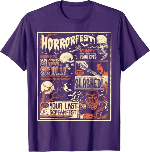 Vista 51 de Vintage Horrorfest Movie Poster Terror Old Time Halloween Camiseta S Negro