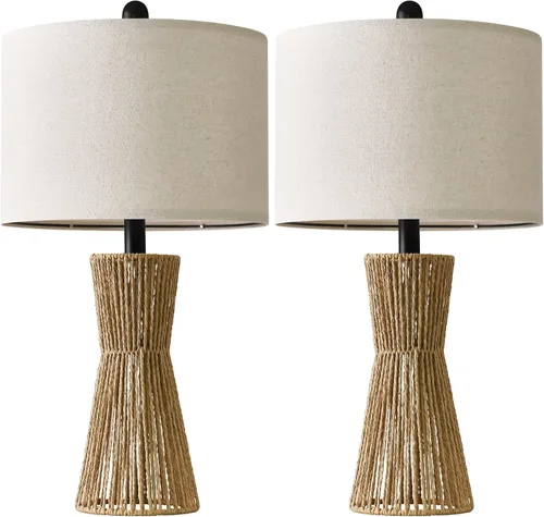 Vista 9 de OYEARS Lámparas de mesa de 22.5" para sala de estar, juego de 2 lámparas boho para dormitorios, lámpara de mesita de noche para veladores, lámpara