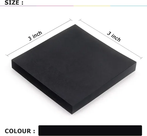 Vista 3 de Notas adhesivas 3x3 Notas autoadhesivas Colores brillantes Notas adhesivas 4 blocs 90 hojas/bloc (negro) Fuerte adhesivo autoadhesivo, se adhiere