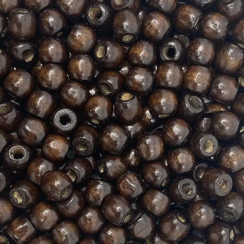 Vista 4 de 500 cuentas negras de madera de agujero grande para manualidades y macramé de 0.472 in x 0.433 in, cuentas de pelo con agujero grande de 0.157 in