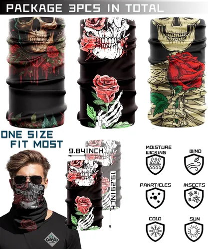 Vista 2 de Neck Gaiters,Sun UV Protection Seamless Skull Bandanas,Gator Joker Face Cover Scarf Mask for Men Women outdoor sports