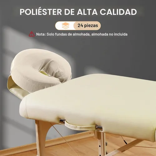 Vista 2 de Macarrie - Juego de 24 fundas de microfibra para mesa de masaje, color beige