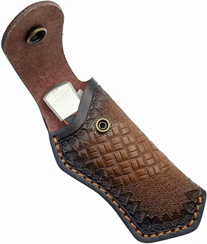 Vista 3 de Funda plegable de cuero de 5 pulgadas para cuchillos Buck 110, funda para cuchillos, fundas para cuchillos (marrón oscuro)