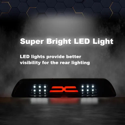 Vista 4 de PIT66 3ª luz LED de freno, compatible con Toyota Tundra 2007-2018 de montaje alto, luz LED de freno de carga trasera de tercera generación, lente