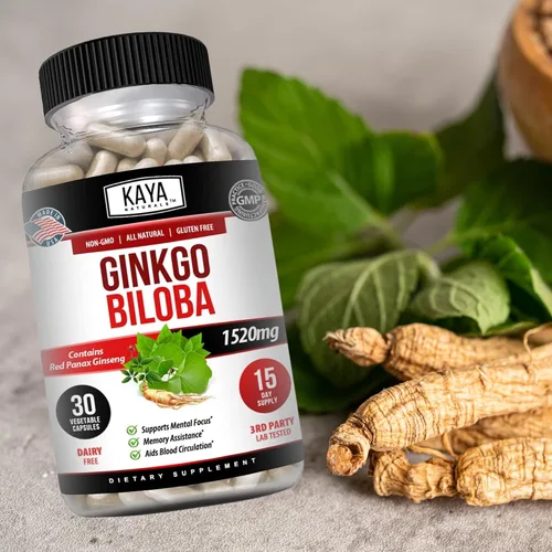 Vista 8 de Kaya Naturals Red Panax Ginseng + Ginkgo Biloba - Suplemento cerebral nootrópico - Apoyo cognitivo y de concentración - Suplemento de refuerzo