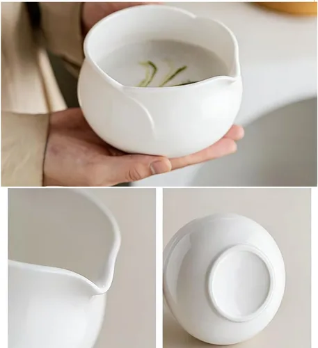 Vista 2 de Juego de batidor de matcha blanco, kit de matcha de cerámica para principiantes y amantes del té