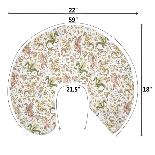 Vista 9 de Fairytale Dragons Boho Floral Baby Nursing Pillow Covers for Boy Girl Magical Dragon Moon Moth Flowers Nursery Pillowcase for Breastfeeding Pillows
