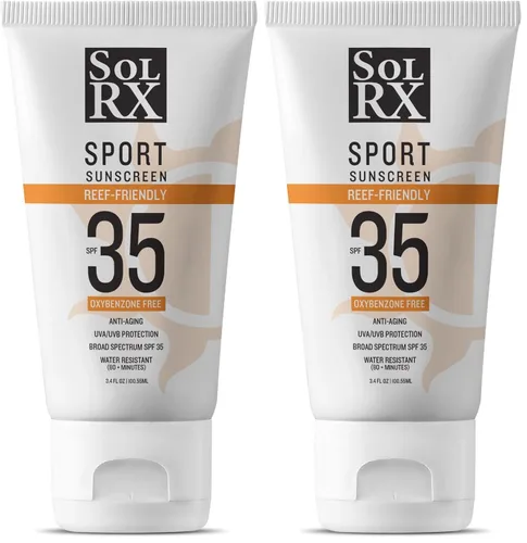 Vista 8 de SolRX SPORT SPF 35 Protector solar, apto para arrecifes, libre de oxibenzona, sin fragancia Oxybenzone-Free Reef Friendly, Eco-Safe, Complies With