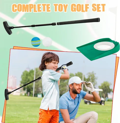 Vista 5 de Juego de 2 palos de golf ajustables para niños, adolescentes, diestros o zurdos, de dos vías, para hombres y mujeres, 4 pelotas de entrenamiento
