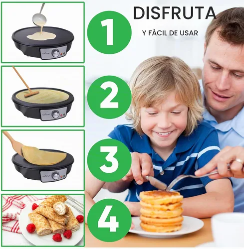Vista 2 de nutrichef Sartén eléctrica para crepas y plancha, encimera antiadherente de 12 pulgadas, indicadores LED y control de temperatura ajustable, incluye