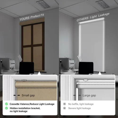 Vista 4 de Boolegon Persianas enrollables con filtro de luz para ventanas de interior, sin cordón, tela de lino, aislamiento térmico, protección UV