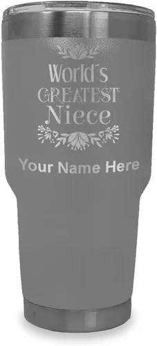 Vista 19 de LaserGram Vaso aislado al vacío de 20 onzas, con grabado personalizado incluido (negro)
