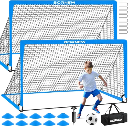Vista 10 de Kids Soccer Goal for Backyard Set - 2 Set of 6X4 / 4X3 ft Toddler Soccer Nets Training Equipment, Soccer Ball, Pop Up Portable Soccer Set for Kids
