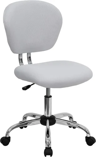 Vista 23 de Silla de trabajo de malla con respaldar medio Flash Furniture con brazos y base, Metal, Marrón café