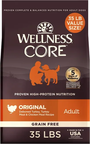 Vista 22 de Wellness CORE Alimento seco para perros, sin granos, alto en proteínas, natural, receta de pato silvestre, cordero, jabalí y conejo