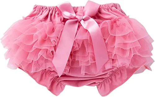 Vista 2 de Paquete de 2 pantalones cortos de algodón para bebés y niñas pequeñas con volantes y lazo