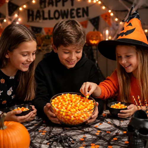 Vista 4 de Fruidles Golosinas de maíz de caramelo de Halloween, aperitivos divertidos y festivos (1 libra)