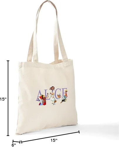 Vista 7 de CafePress ALICE & FRIENDS IN WONDERLAND - Bolsa reutilizable de lona color beige natural