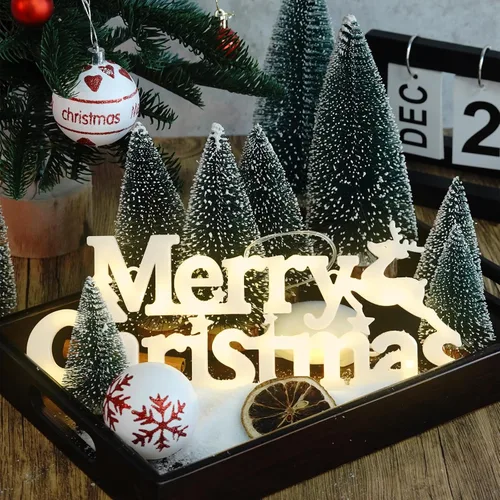 Vista 4 de Letrero iluminado de Feliz Navidad - Letrero colgante de 11" para decoración de interiores/exteriores