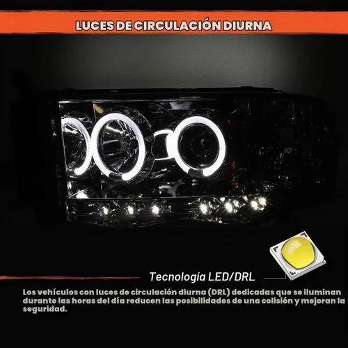 Vista 9 de AKKON - Para Dodge Ram 1500 2002-2005 2003-2005 Ram 2500 3500 Smoke Dual Proyector LED Juego de faros delanteros Smoke Housing
