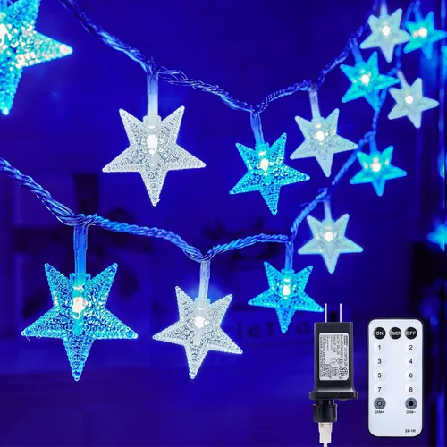 Vista 9 de Minetom Luces de Cadena de Estrellas para Dormitorio - 33 pies Luces de Cadena de Estrellas que Cambian de Color con Enchufe, con Control Remoto
