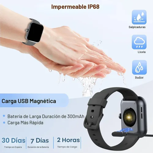 Vista 4 de Reloj inteligente para hombres y mujeres (respuesta/hacer llamadas), nuevo reloj inteligente HD de 1.96 pulgadas, rastreador de actividad física