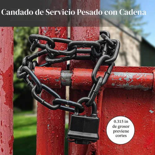 Vista 5 de Cerradura de cadena resistente, cadena de seguridad endurecida de 0.315 in de grosor con candado con llave resistente a la intemperie, perfecto