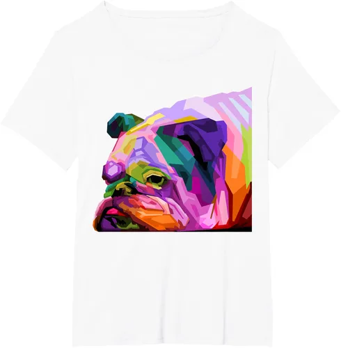 Vista 117 de Camiseta de retrato pop artístico de bulldog británico inglés para dueños de perros, Negro, S