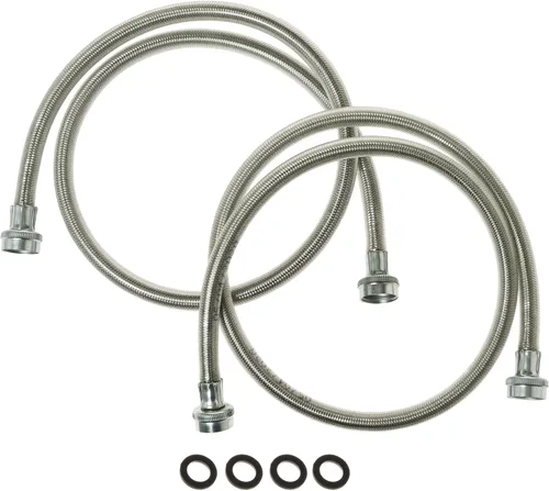 Vista 3 de Ge neral Electric PM14X10005 - Mangueras de lavadora de acero inoxidable, 4 pies (paquete de 2)