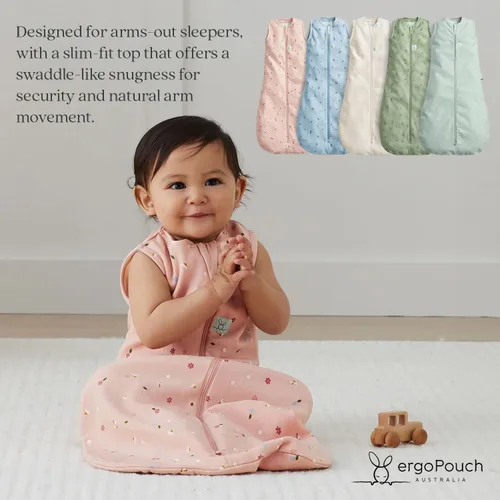 Vista 3 de ergoPouch Saco de dormir de Jersey 0.2 TOG – Saco de dormir para bebé sin mangas, transición ideal del envolvimiento, ajuste ceñido mantiene al bebé