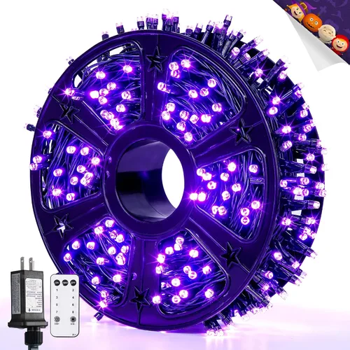 Vista 40 de JMEXSUSS 400 luces LED de Navidad rojas, blancas y verdes, luces de árbol de Navidad de 132 pies con control remoto, tira de luces para interiores