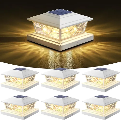 Vista 10 de Luces solares para postes al aire libre, paquete de 12, 2 modos LED, luces solares para postes de plataforma y valla para 3.5 x 3.5, 4 x 4, 5 x 5