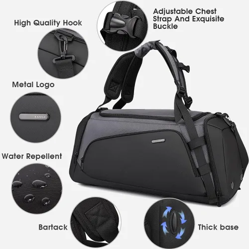 Vista 4 de BANGE Gym Sports - Mochila de lona para hombre y mujer