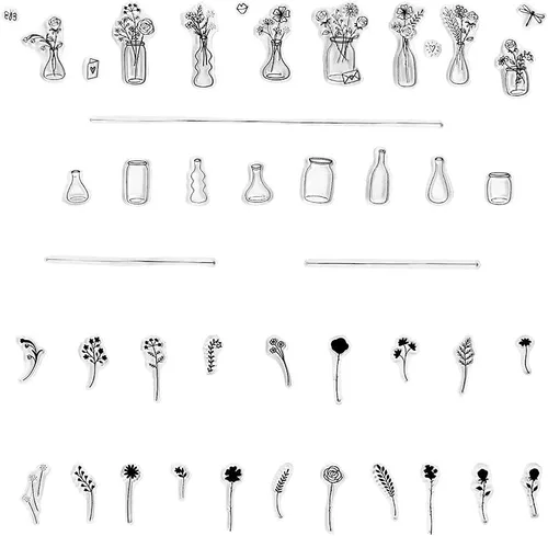 Vista 12 de 4 PCS Sellos Transparentes de Fondo de Pared para Hacer Tarjetas y Decoraciones de Álbumes de Fotos, Sellos de Goma Transparente de Pared