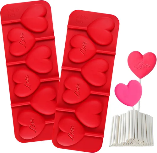 Vista 8 de Webake Moldes de piruleta de conejo para dulces de chocolate, 6 agujeros de silicona de conejo con palitos de piruleta, bonitos moldes de Pascua