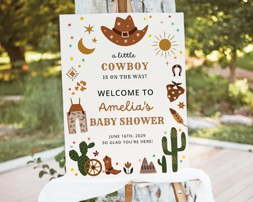 Vista 9 de Plantilla de letrero de bienvenida de baby shower de safari bohemio, letrero de baby shower de animales de selva editable, letrero de bienvenida
