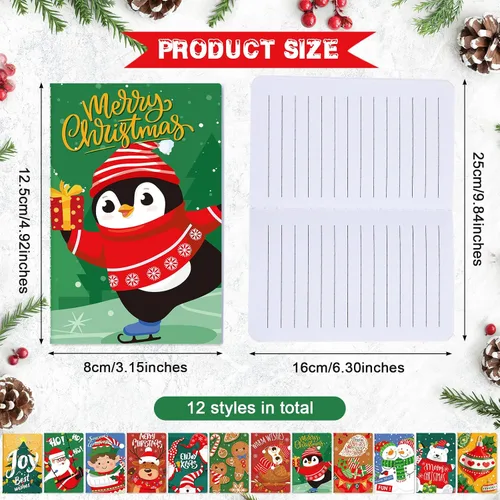 Vista 2 de Faccito 48 piezas blocs de notas navideños mini cuadernos blocs de notas de vacaciones al por mayor 12 diseños pequeños blocs de notas de tema
