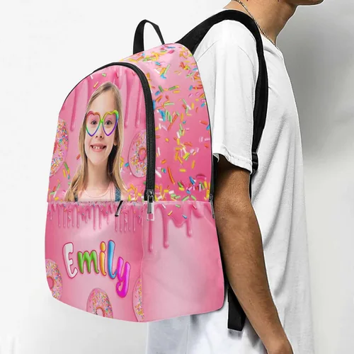 Vista 7 de MyPupSocks Mochila escolar personalizada para niños y niñas, mochila escolar personalizada para hija, hijo, amigos, Mochila17, Personalizado