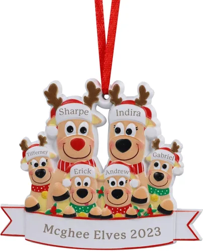 Vista 12 de JewelOra Adornos de Navidad, personalizados de 2 a 6 miembros de la familia, adorno personalizado para árbol de Navidad, decoraciones de vacaciones
