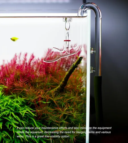 Vista 8 de Tubo de lirio de vidrio para acuario para filtro de tanque de peces, desnatador de superficie de flujo de salida único, protege peces y camarones.