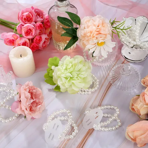 Vista 6 de Waydress Pulsera de pulsera elástica de perlas para boda, ramillete de perlas, pulsera elástica de perlas para boda